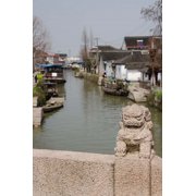 Stone lion on bridge Zhujiajiao Shanghai China Canvas Art - Cindy Miller Hopkins DanitaDelimont 11 x 16
