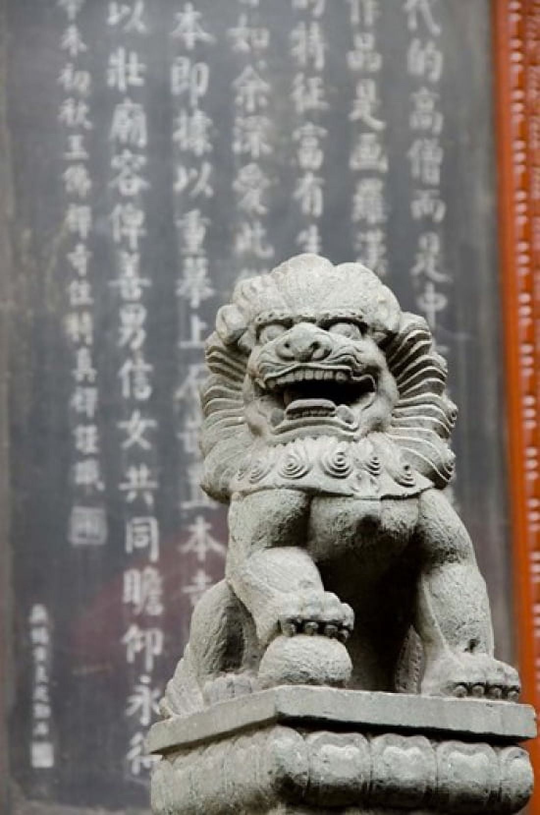 Stone lion statue Jade Buddha Temple Shanghai China Canvas Art - Cindy Miller Hopkins DanitaDelimont (22 x 33)