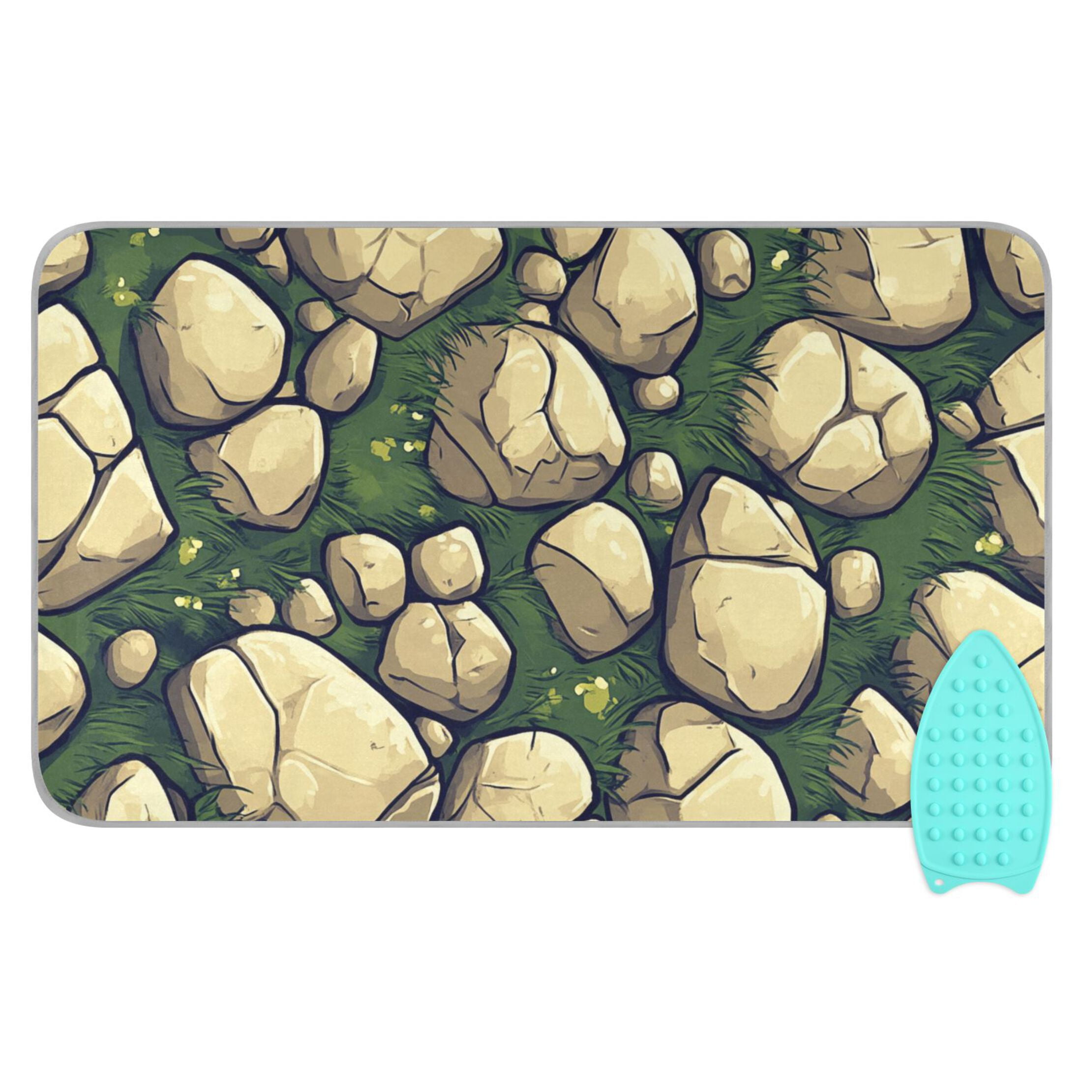 Stone on Green Leaf Ironing Mat Blanket for Table Top Travel Portable Ironing Board Pad 47.2x27.6 Inch