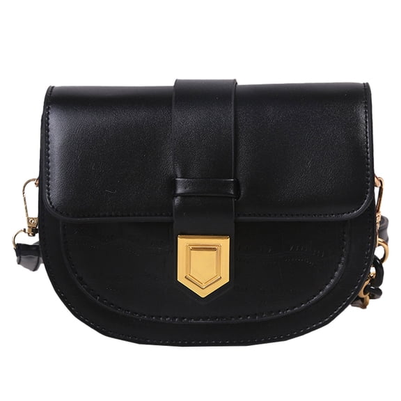 Stone pattern women's bag saddle bag leisure artificial leather one-shoulder diagonal bag - black