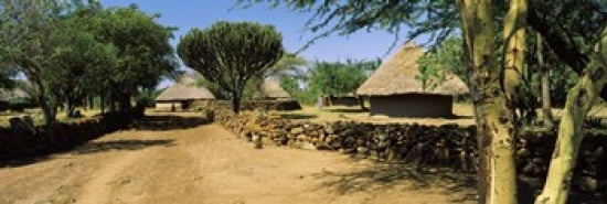 Stone wall along a dirt road Thimlich Ohinga Lake Victoria Great Rift Valley Kenya Canvas Art - Panoramic Images (36 x 12)