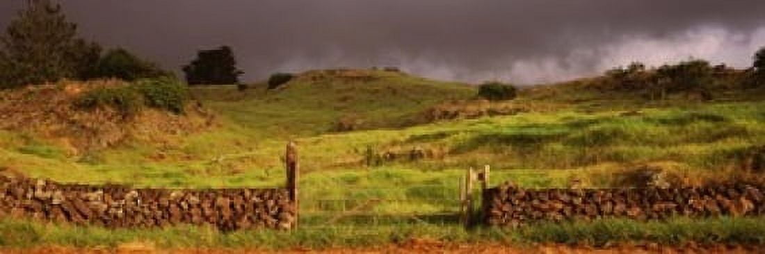 Stone wall in a field Kula Maui Hawaii USA Canvas Art - Panoramic Images (18 x 6)