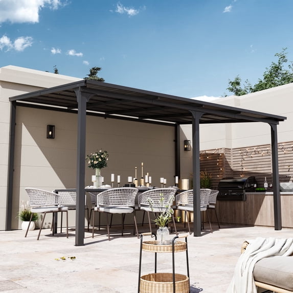 StoneCreek 10'x14' Wall Mounted Gazebo, Galvanized Steel Sloped Roof ...