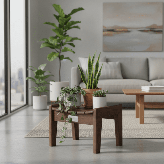 StoneCreek Creative Wood Stool, USA Grown Oak, Stylish Curved Seat Surface Rustic Crate-Inspired Design, Handcrafted Little Stool for Adult Kids, No Assembly Needed, Standard, Dark Oak