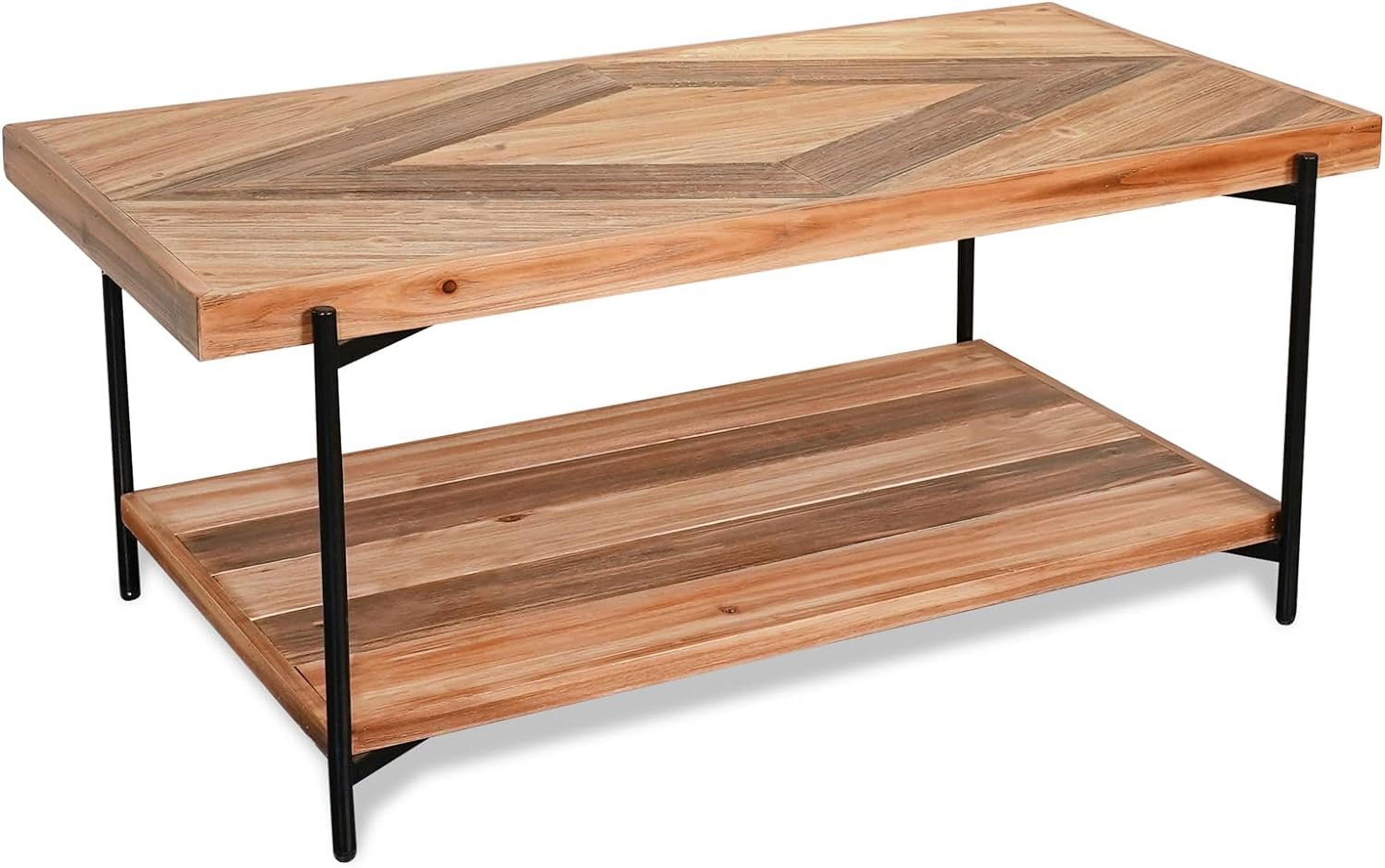 StoneCreek 44" Rectangular Fir Wood Coffee Table with Metal Frame