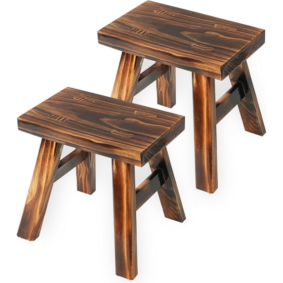 StoneCreek Solid Wood Child Stools, Milking Stool, Wooden Step Stool (2 Pack)