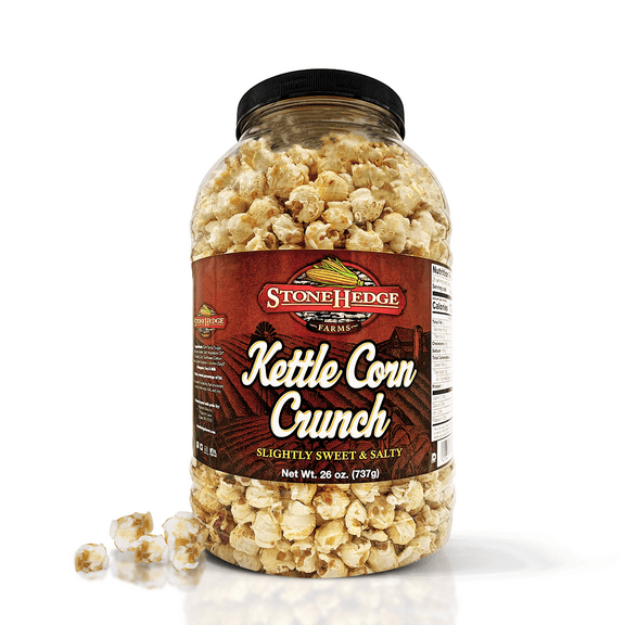 Stonehedge Farms Kettle Corn Crunch Popcorn | 32 oz Reclosable Barrel | Made in the USA | Deliciously Old Fashioned