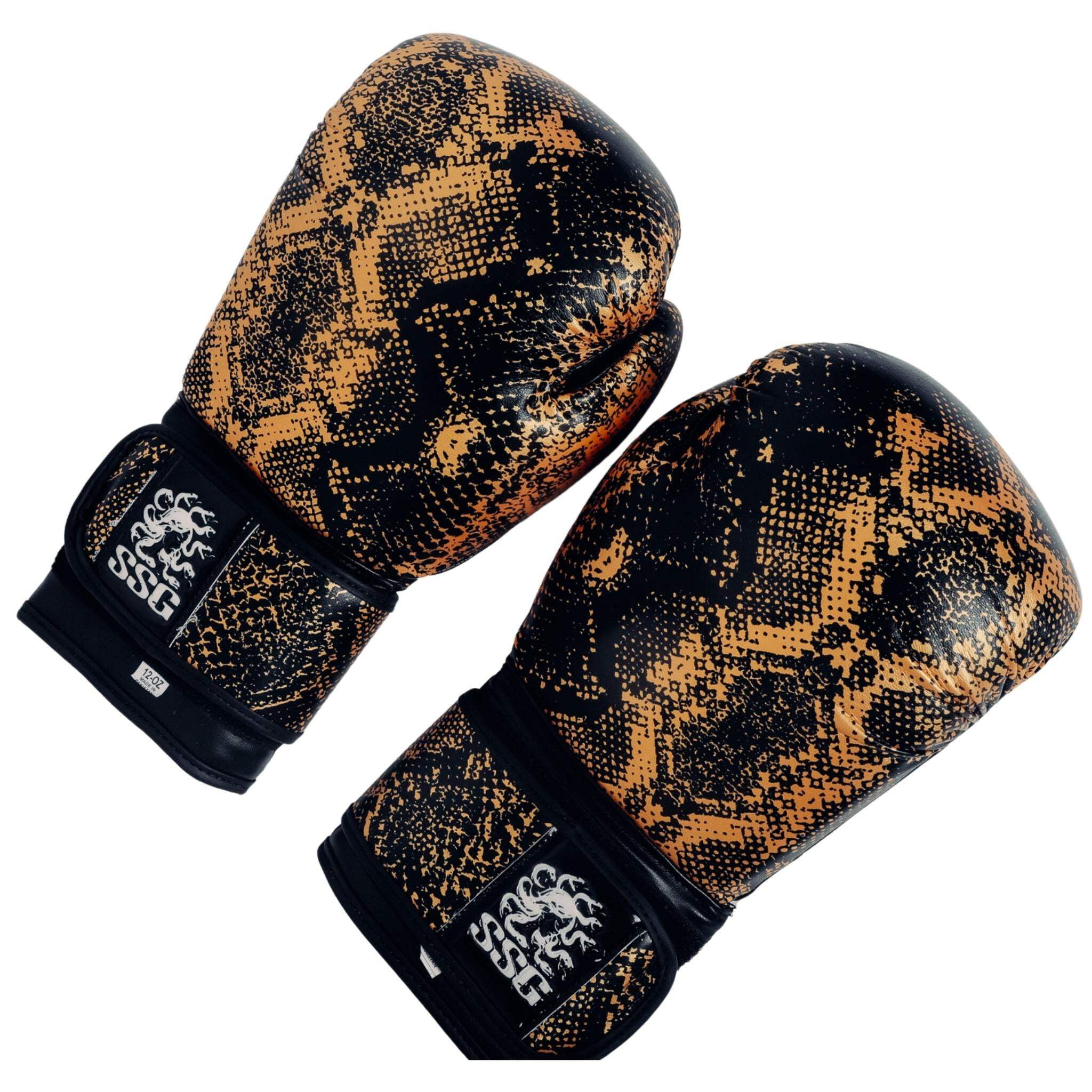 StoneStrikeGear Boxing Gloves – 12oz, Unisex, Synthetic Leather Training Gloves for Boxing, Sparring, & Bag Work – Midnight Strike Black/Gold