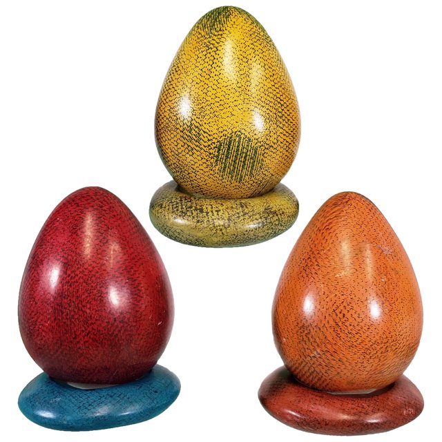 Stoneage Arts:Decorative Natural Stone Eggs with Stand for Home Decor, Handcarved and Designed In Kenya.(3 Pack Set, Batik, Color Ring ST)