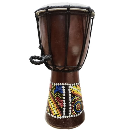 Stoneage Arts Djembe Drum African Inspired Bongo Solid Wood Varying Dot Art Patterns (Abstract, 10 Inch)