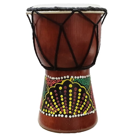 Stoneage Arts Djembe Drum African Inspired Bongo Solid Wood Varying Dot Art Patterns (Abstract, 6 Inch)