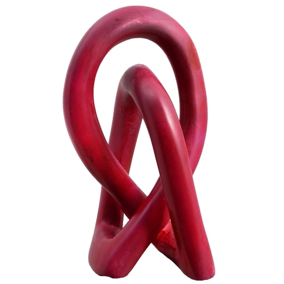 Stoneage Arts Entwined Love Knot Sculpture 6 Inch Red Hand Carved in Kenya