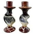 thumbnail image 1 of Stoneage Arts Handmade Animal Stripes on Bold Twists Soapstone Pair of Candleholders (Kenya), 1 of 2