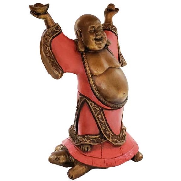 Stoneage Arts Happy Buddha Brings Spiritual Design And Meditative Calm Into Your Home (Red, Laughing, 9 Inch )