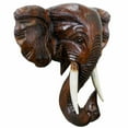 thumbnail image 1 of Stoneage Arts Inc 14" Rustic Brown and White Handcrafted Unique Elephant Mask Decor, 1 of 2