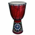 thumbnail image 1 of Stoneage Arts Inc 16" Maroon Red and Black Drum Jembe Aborigine Design, 1 of 2