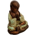 thumbnail image 1 of Stoneage Arts Peaceful Praying Monk Figurine Features Many Symbolic Elements (Green, 7 Inch), 1 of 5