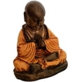 thumbnail image 1 of Stoneage Arts Peaceful Praying Monk Figurine Features Many Symbolic Elements (Orange, 7 Inch), 1 of 5