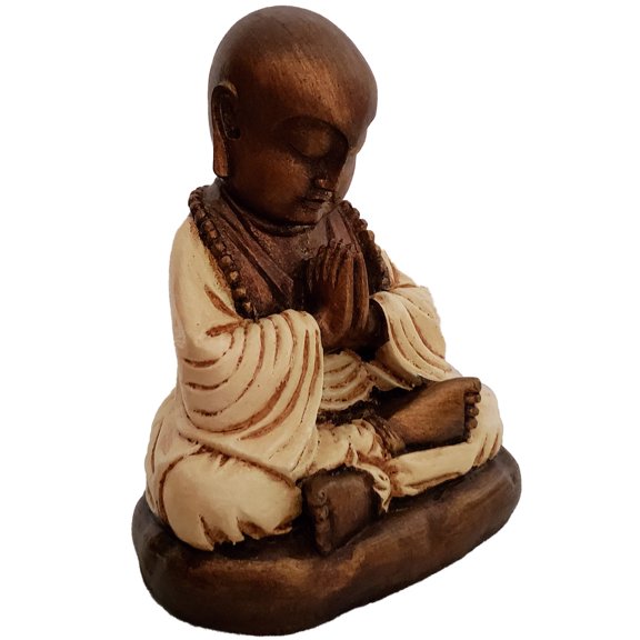Stoneage Arts Peaceful Praying Monk Figurine Features Many Symbolic Elements (White, 7 Inch)