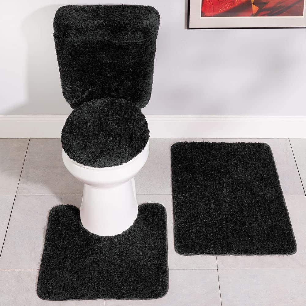 Stoneberry Home Plush 5-Piece Bath Rug Set, Black - Walmart.com
