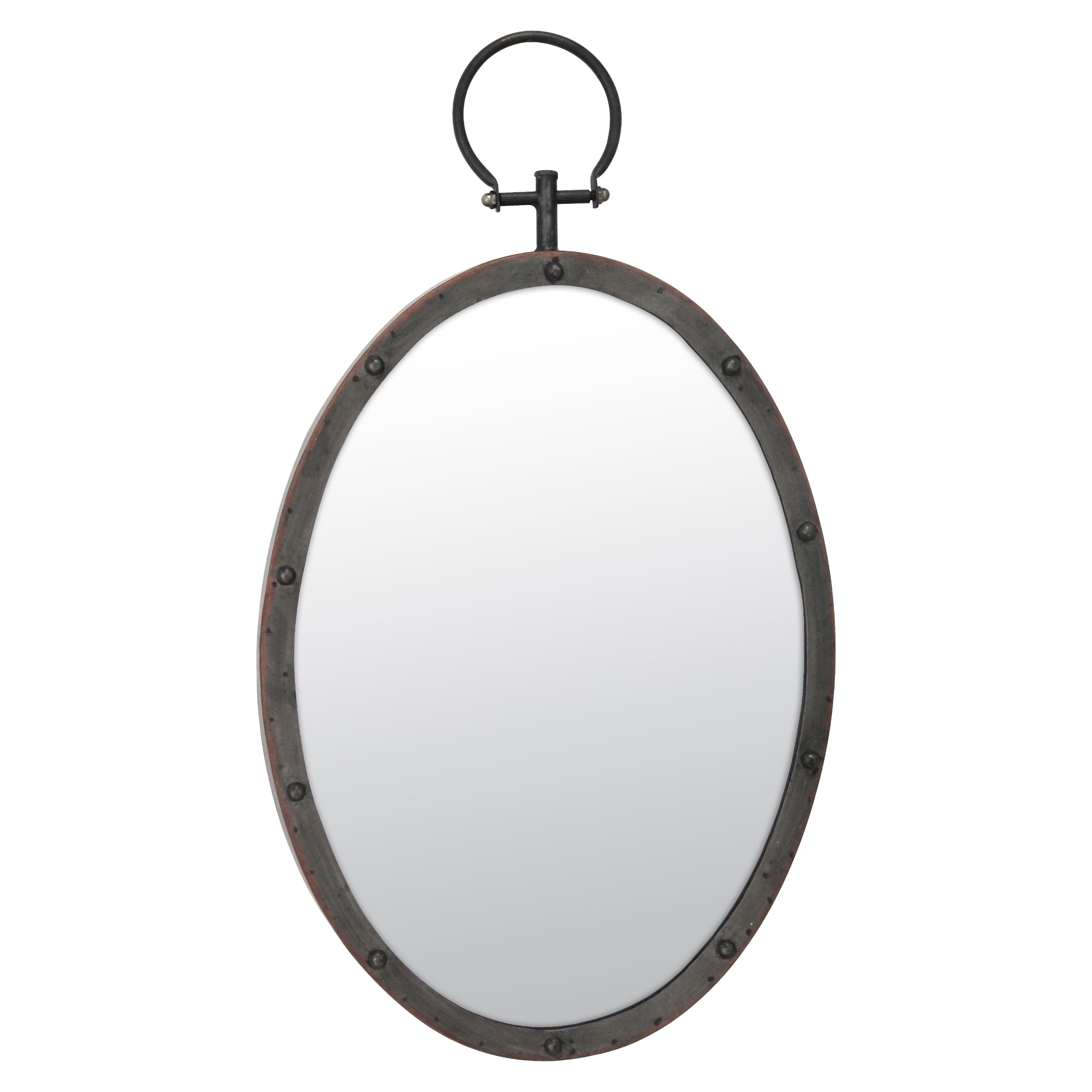 Stonebriar 24.8" x 14.1" Bronze Industrial Wall Mirror with Metal Hanging Loop