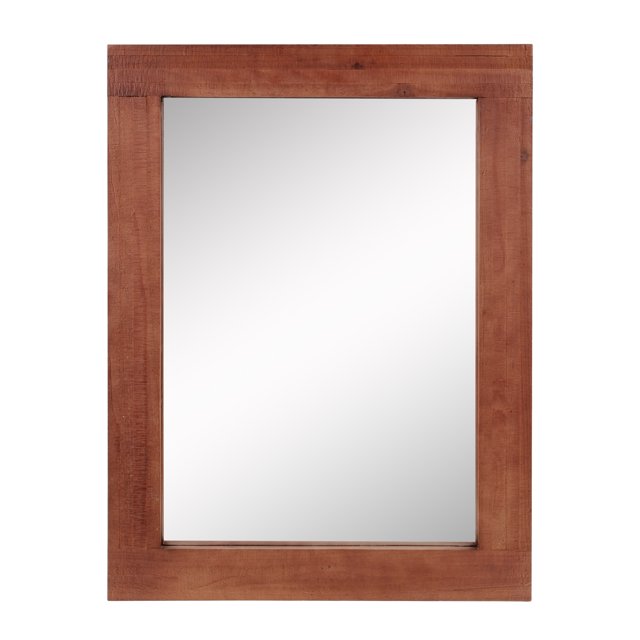 Stonebriar 24" x 18" Redwood Country Rustic Rectangle Wood Wall Mirror