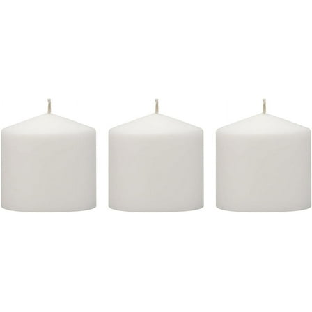 Stonebriar 3 Pack Tall 3 x 3 Inch 18 Hour Long Burning Unscented White Wax Pillar Candles