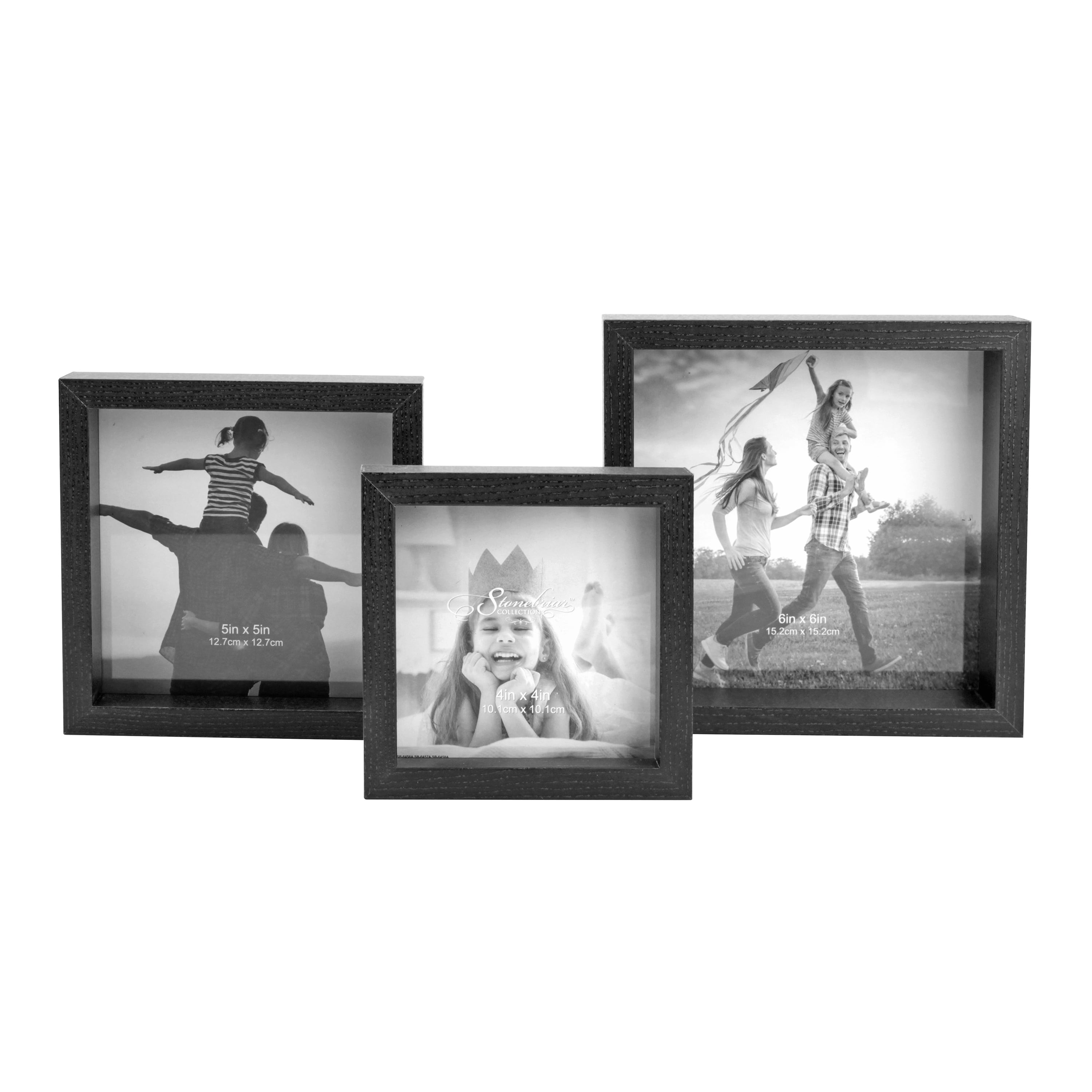 Stonebriar 3 Piece Square Wood Wall Mounted Gallery Frames, Black, Set of 3