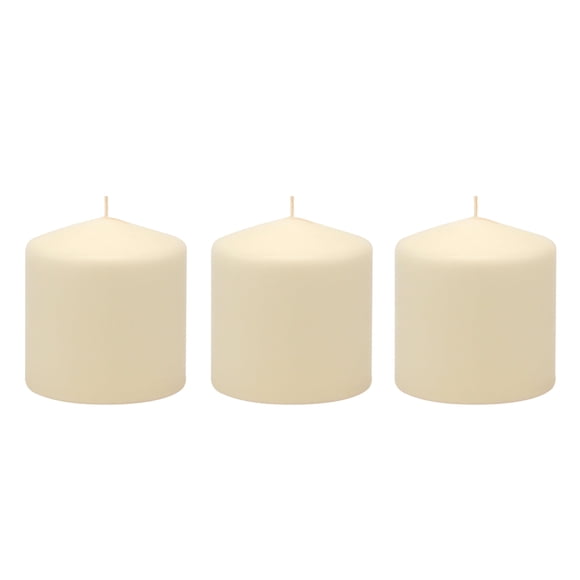 Stonebriar Collection Unscented Ivory Pillar Candle, 3-Pack, 3" x 3", 18-Hour Burn Time