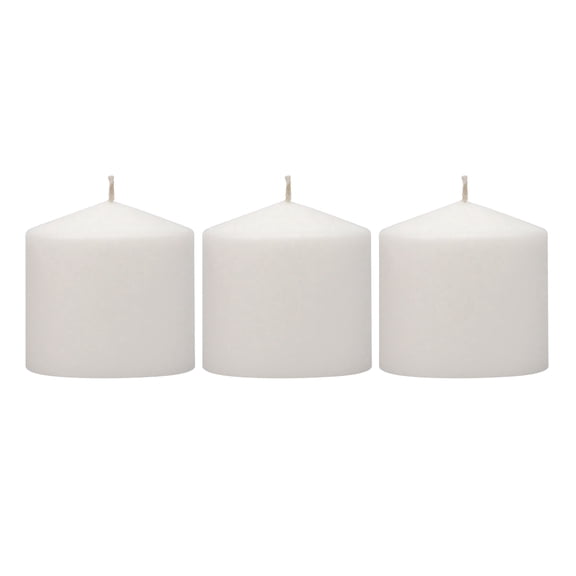 Stonebriar Collection Unscented White Pillar Candle, 3-Pack, 3” x 3", 18-Hour Burn Time