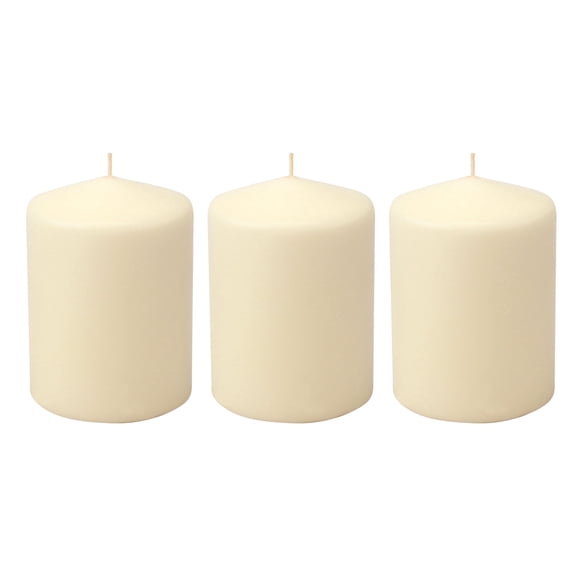 Stonebriar Collection Unscented Ivory Pillar Candle, 3-Pack, 3" x 4", 35-Hour Burn Time