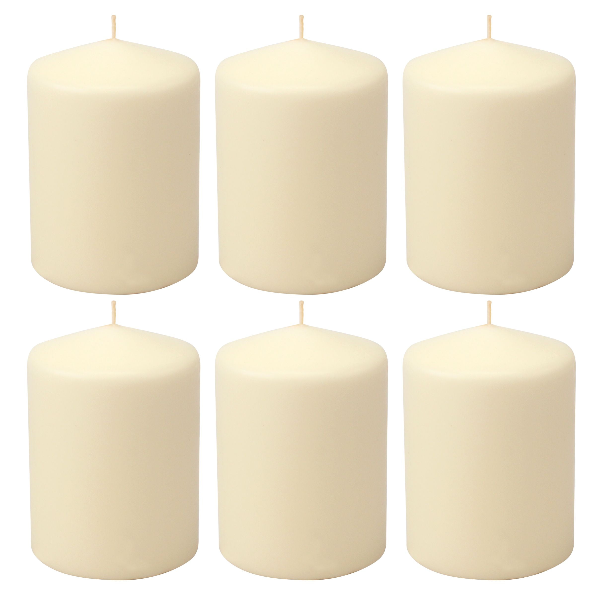 Ivory Paraffin 3x4 Inch Pillar Candles, 6 Pack