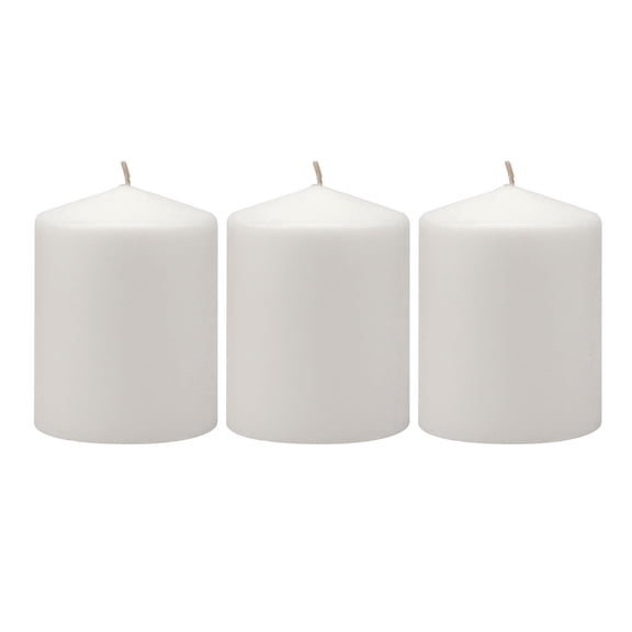 Stonebriar Collection Unscented White Pillar Candle, 3-Pack, 3” x 4", 35-Hour Burn Time