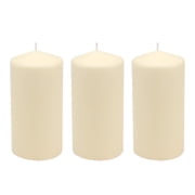 Stonebriar Ivory Pillar Candles, Unscented, 3" x 6", 65 Hour Burn, 3 Pack