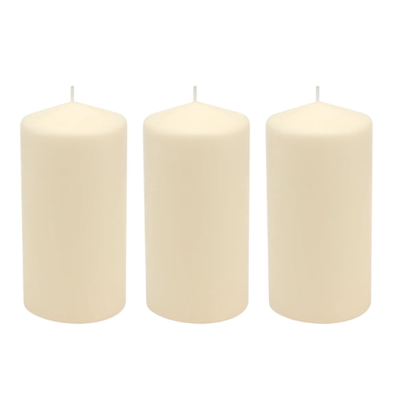 Stonebriar Ivory Pillar Candles, Unscented, 3" x 6", 65 Hour Burn, 3 Pack