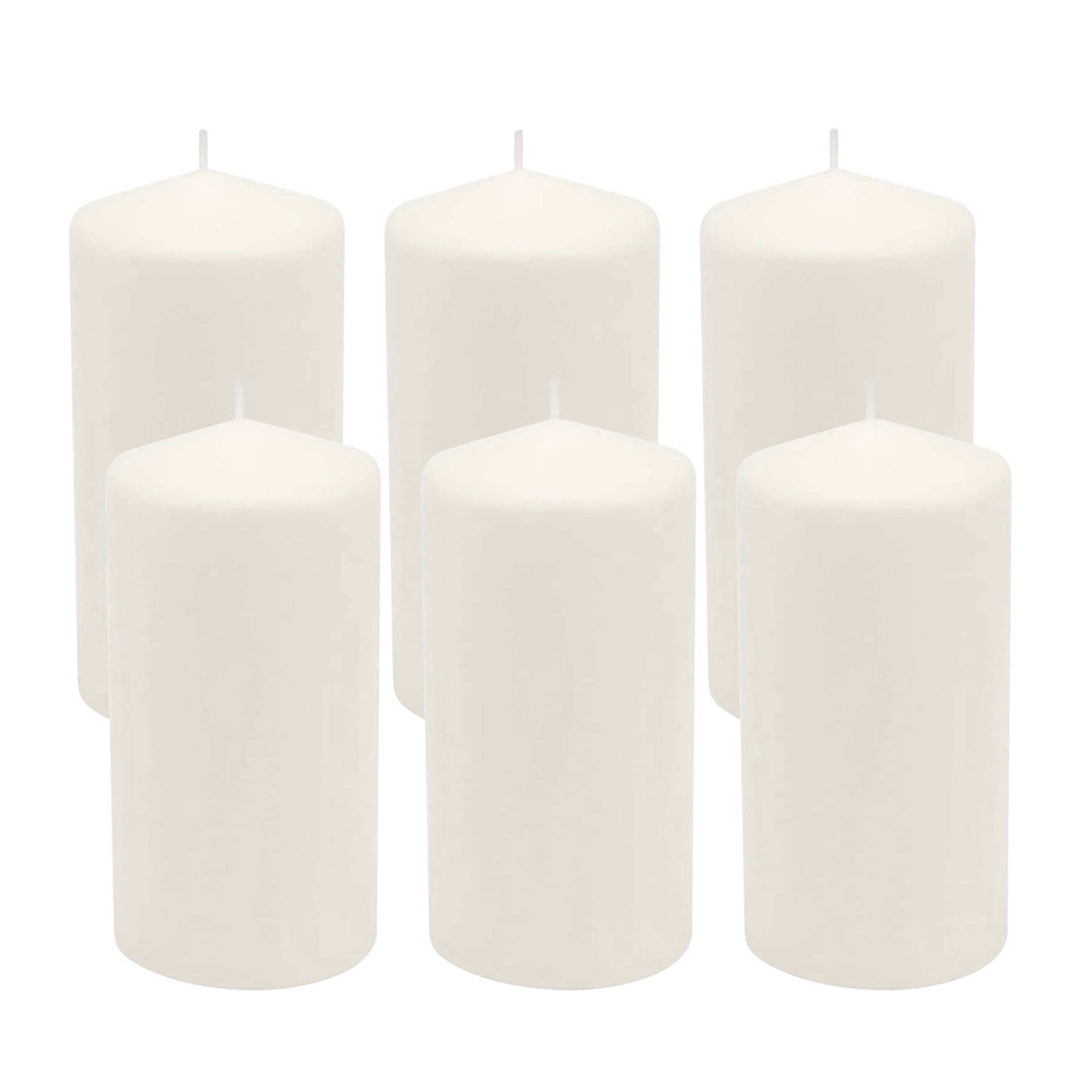 Stonebriar Collection Unscented White Pillar Candle, 6-Pack, 3" x 6", 65-Hour Burn Time