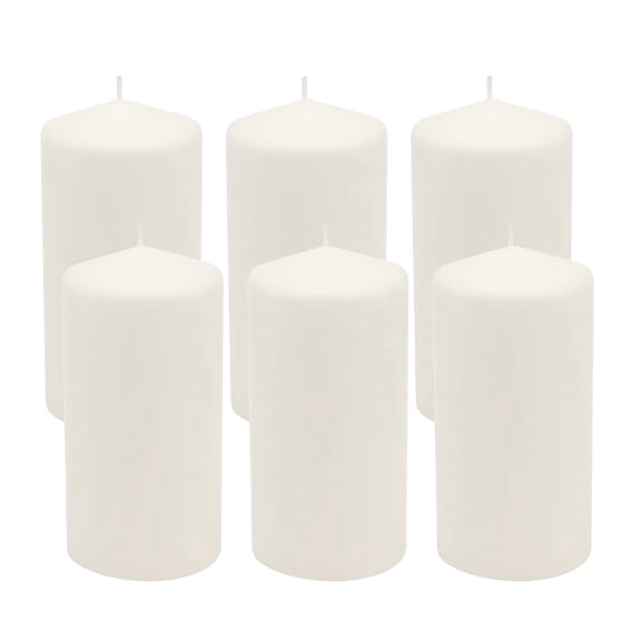 Stonebriar Collection Unscented White Pillar Candle, 6-Pack, 3" x 6", 65-Hour Burn Time