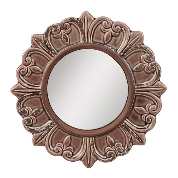 Stonebriar 9" Saddle Brown French Country Ceramic Accent Wall Mirror