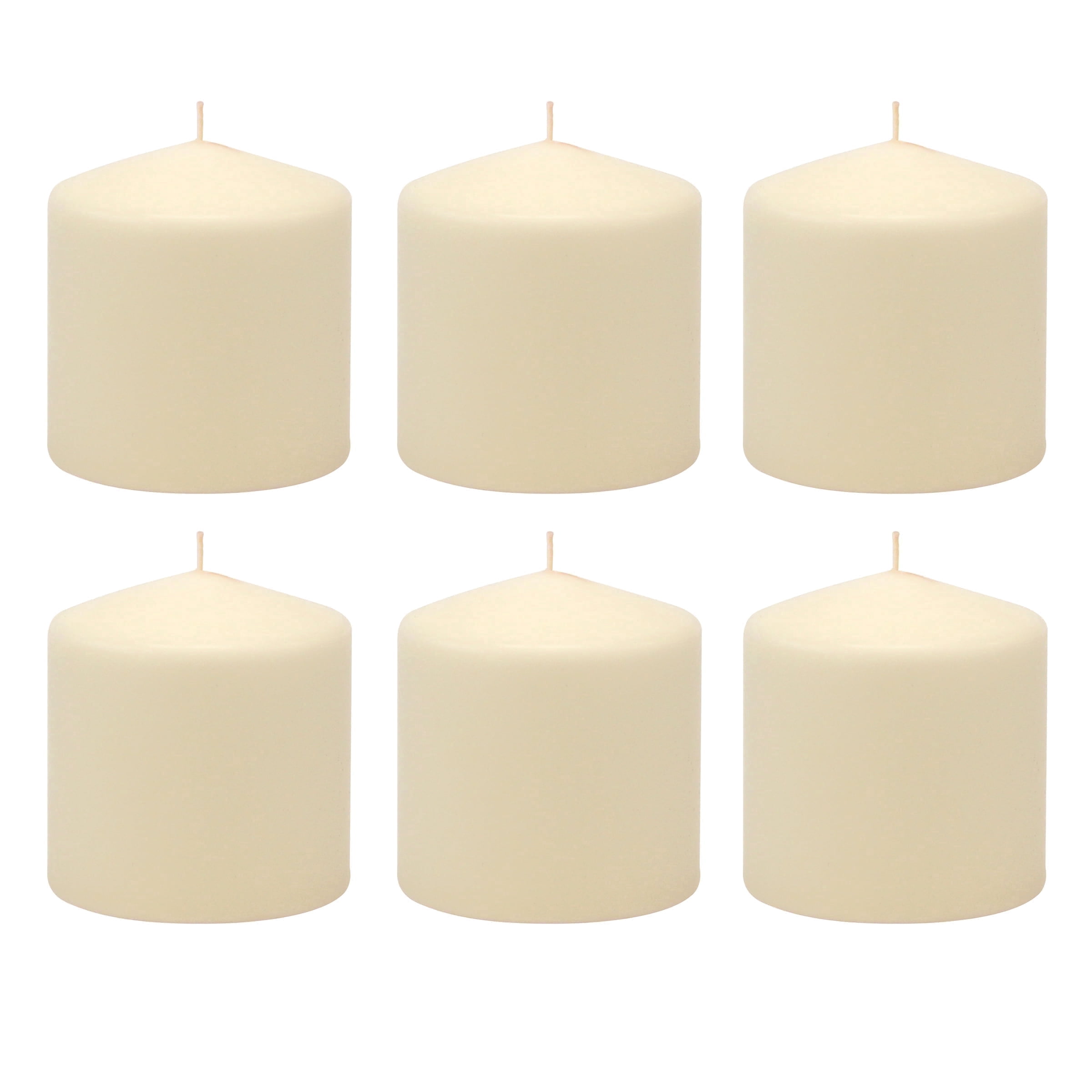 Stonebriar Collection Unscented Ivory Pillar Candle, 6-Pack, 3" x 3", 18-Hour Burn Time