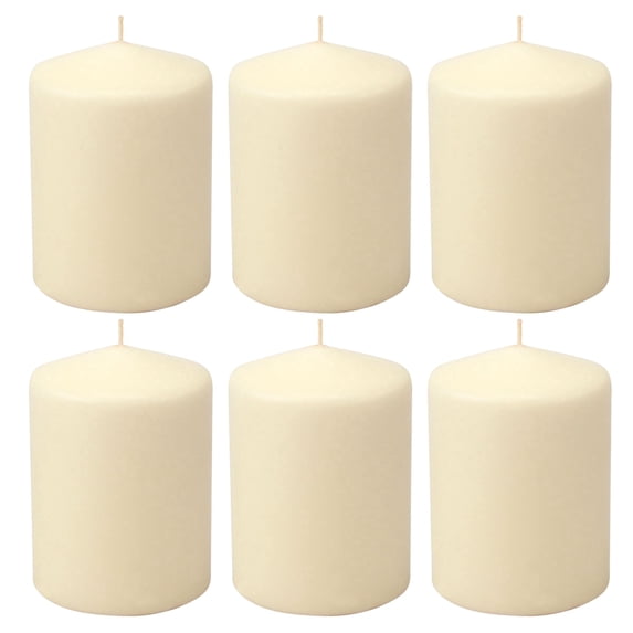 Stonebriar Collection Unscented Ivory Pillar Candle, 6-Pack, 3" x 4", 35-Hour Burn Time