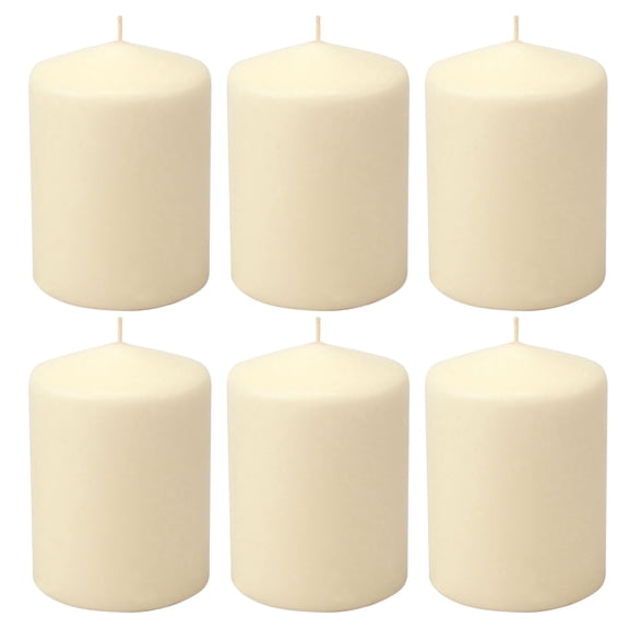 Stonebriar Collection Unscented Ivory Pillar Candle, 6-Pack, 3" x 4", 35-Hour Burn Time