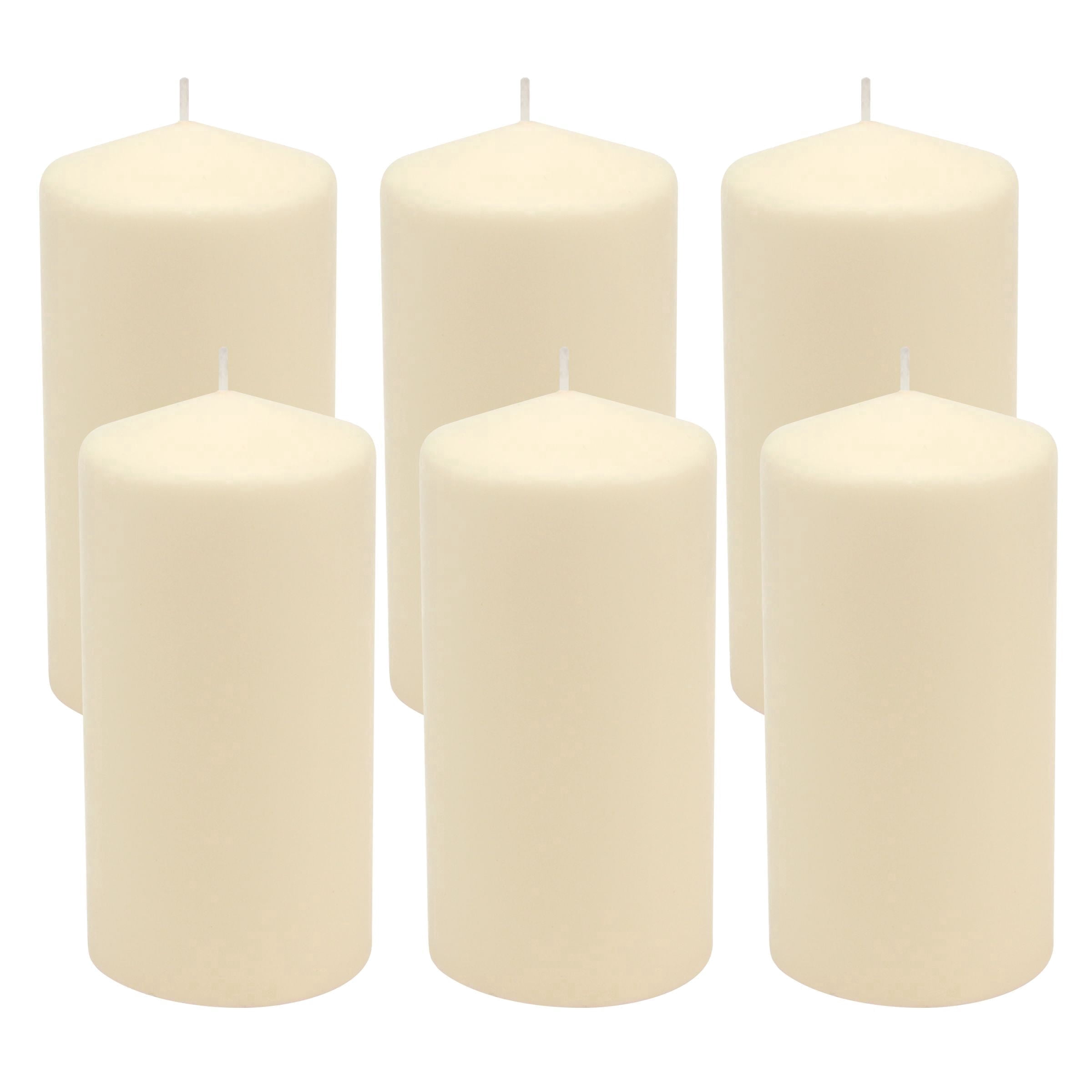 Stonebriar Collection Unscented Ivory Pillar Candle, 6-Pack, 3" x 6", 65-Hour Burn Time