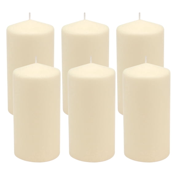 Stonebriar Ivory Pillar Candles, Unscented, 3" x 6", 65 Hour Burn, 6 Pack