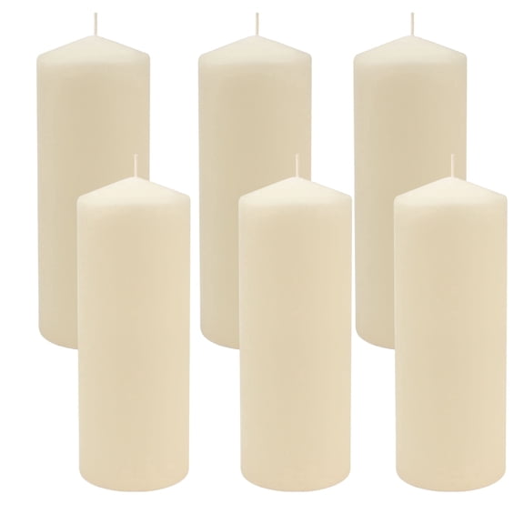 Stonebriar Collection Unscented Ivory Pillar Candle, 6-Pack, 3" x 8", 80-Hour Burn Time