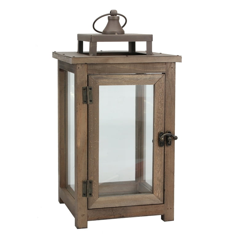 Decorative Wooden Candle Lantern with Hanging Loop, Large Decorative Wooden Candle Lantern with Hanging Loop, Large