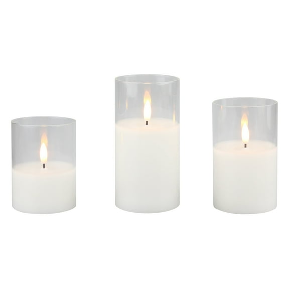Stonebriar Collection Flameless LED Clear Glass Hurricane with Timer and Remote