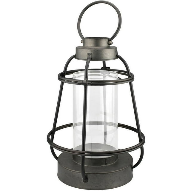 Stonebriar Collection Large Metal Lantern Candle Holder With Handle And Glass Insert