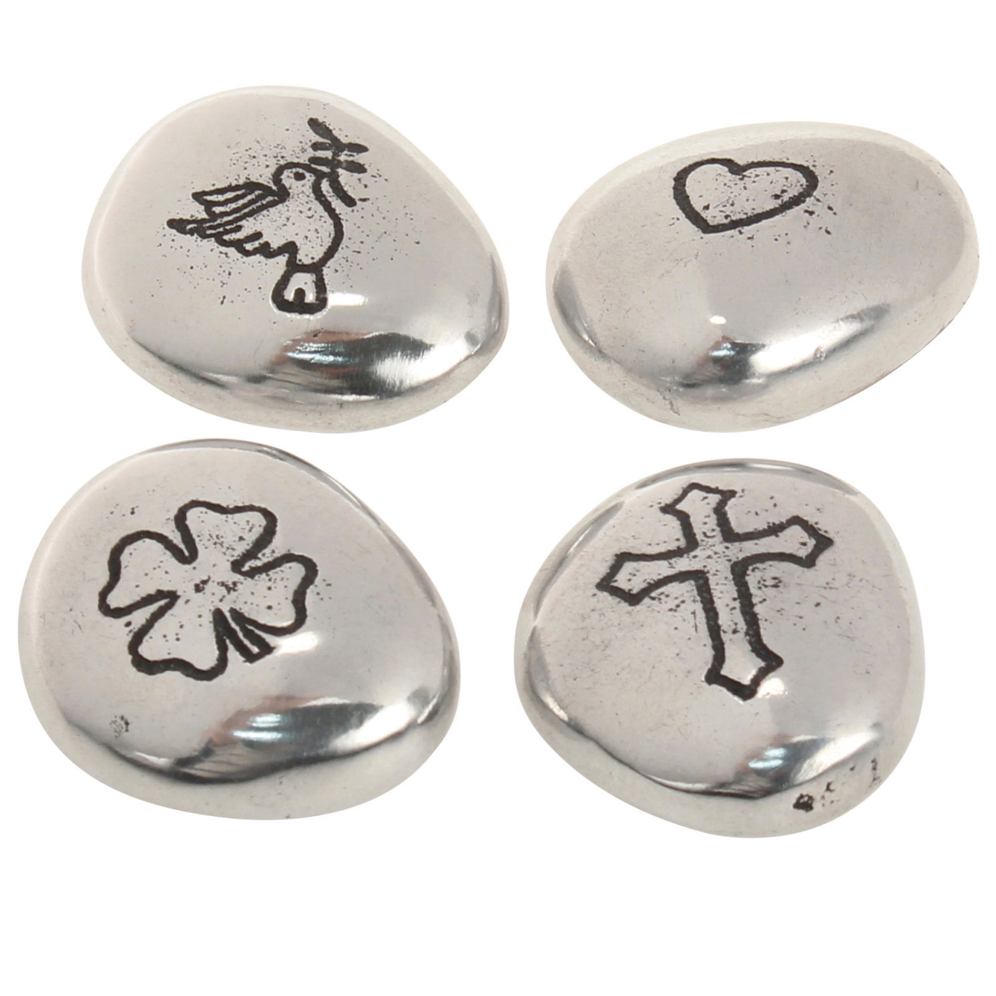 Stonebriar Collection Set of 4 Small Aluminum Double Sided Charms with Icon and Sentiment