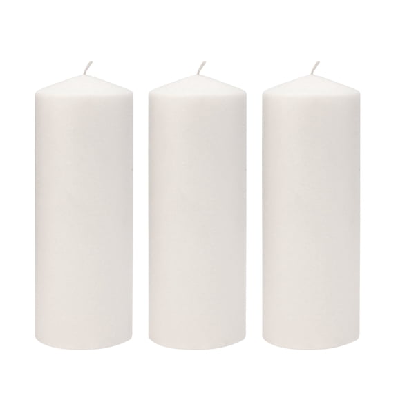 Stonebriar Collection Unscented White Pillar Candle, 3-Pack, 3” x 8", 80-Hour Burn Time