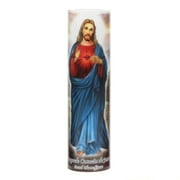 Stonebriar Flameless LED 8" Multi-color Religious Prayer Pillar Candle with Automatic Timer